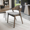 Grey Oiled Oak Carved Back Dining Chair Grey Fabric Seat