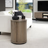 Grey Oiled Oak Round Drum Shaped Lamp Table Peppercorn Base