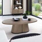 Grey Oiled Oak Oval Coffee Table With Peppercorn Legs