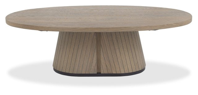 Grey Oiled Oak Oval Coffee Table With Peppercorn Legs - Home Furniture Interiors