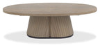 Grey Oiled Oak Oval Coffee Table With Peppercorn Legs - Home Furniture Interiors