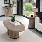 Grey Oiled Oak Oval Coffee Table With Peppercorn Legs - Home Furniture Interiors