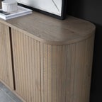 Grey Oiled Oak Narrow Sideboard Peppercorn Black Legs - Home Furniture Interiors
