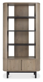 Grey Oiled Oak And Peppercorn Open Display Shelving Unit - Home Furniture Interiors