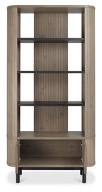 Grey Oiled Oak And Peppercorn Open Display Shelving Unit - Home Furniture Interiors