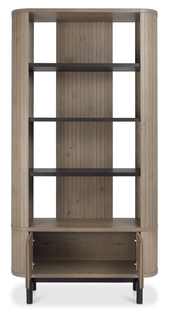 Grey Oiled Oak And Peppercorn Open Display Shelving Unit - Home Furniture Interiors