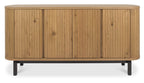 Rustic Oak Slatted Rounded Wide Sideboard Peppercorn Black Legs - Home Furniture Interiors