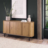 Rustic Oak Slatted Rounded Wide Sideboard Peppercorn Black Legs
