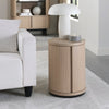 Light Oak Round Drum Shaped Lamp Table Peppercorn Base