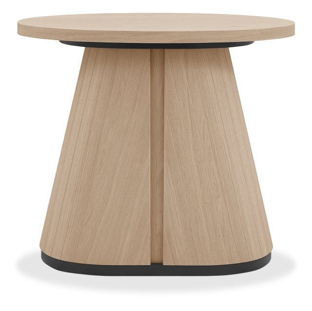 Light Oak Oval Lamp Table With Geometric Peppercorn Base - Home Furniture Interiors