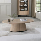 Light Oak Oval Coffee Table With Peppercorn Legs