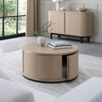 Light Oak And Peppercorn Round Coffee Table