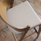 Ivory Bonded Leather Padded Bar Stool with Rustic Oak Frame - Home Furniture Interiors