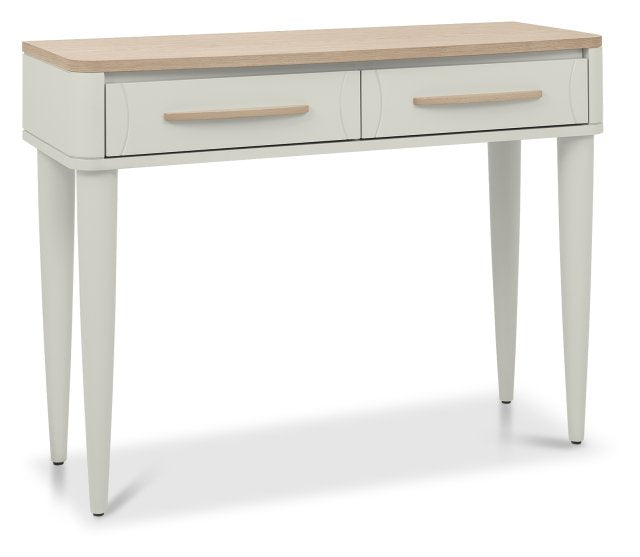 Grey 2 Drawer Console Table Scandi Oak Top And Handles - Home Furniture Interiors