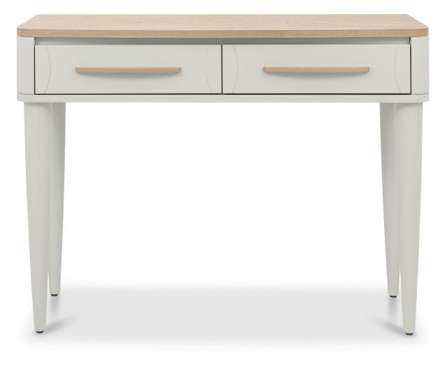 Grey 2 Drawer Console Table Scandi Oak Top And Handles - Home Furniture Interiors
