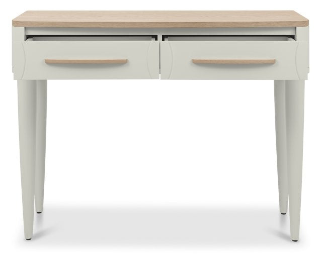 Grey 2 Drawer Console Table Scandi Oak Top And Handles - Home Furniture Interiors