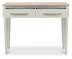Grey 2 Drawer Console Table Scandi Oak Top And Handles - Home Furniture Interiors