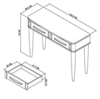 Grey 2 Drawer Console Table Scandi Oak Top And Handles - Home Furniture Interiors