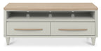 Grey 2 Drawer TV Entertainment Media Unit Scandi Oak Top - Home Furniture Interiors