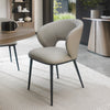 Grey Leather Effect Curved Back Dining Chair Matt Black Legs