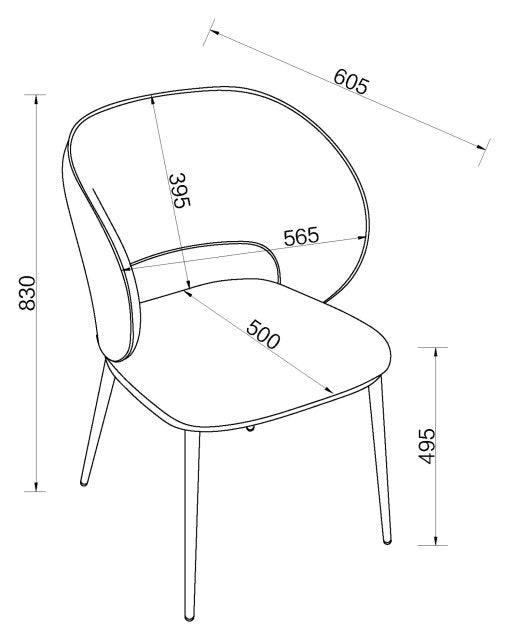 Grey Leather Effect Curved Back Dining Chair Matt Black Legs - Home Furniture Interiors