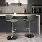 Olive Green Leather Effect Swivel Barstool Chrome Base - Home Furniture Interiors