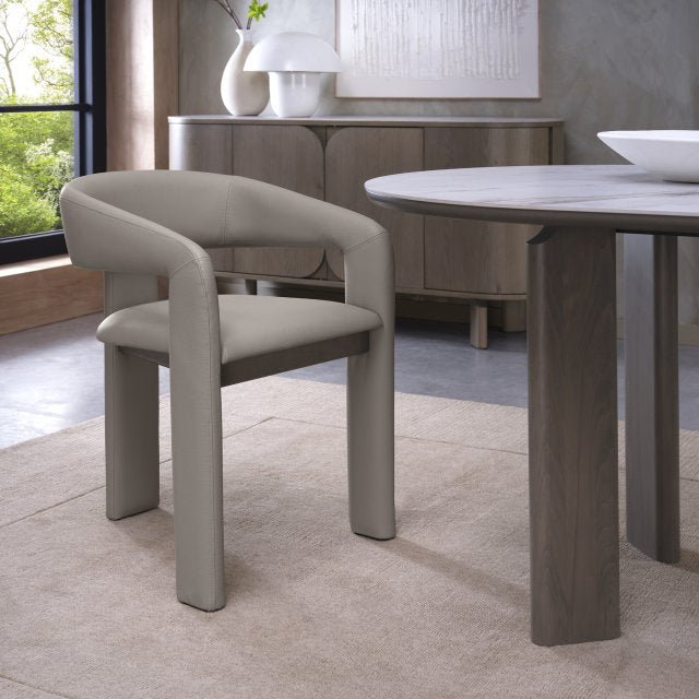 Grey Bonded Leather Upholstered Dining Chair