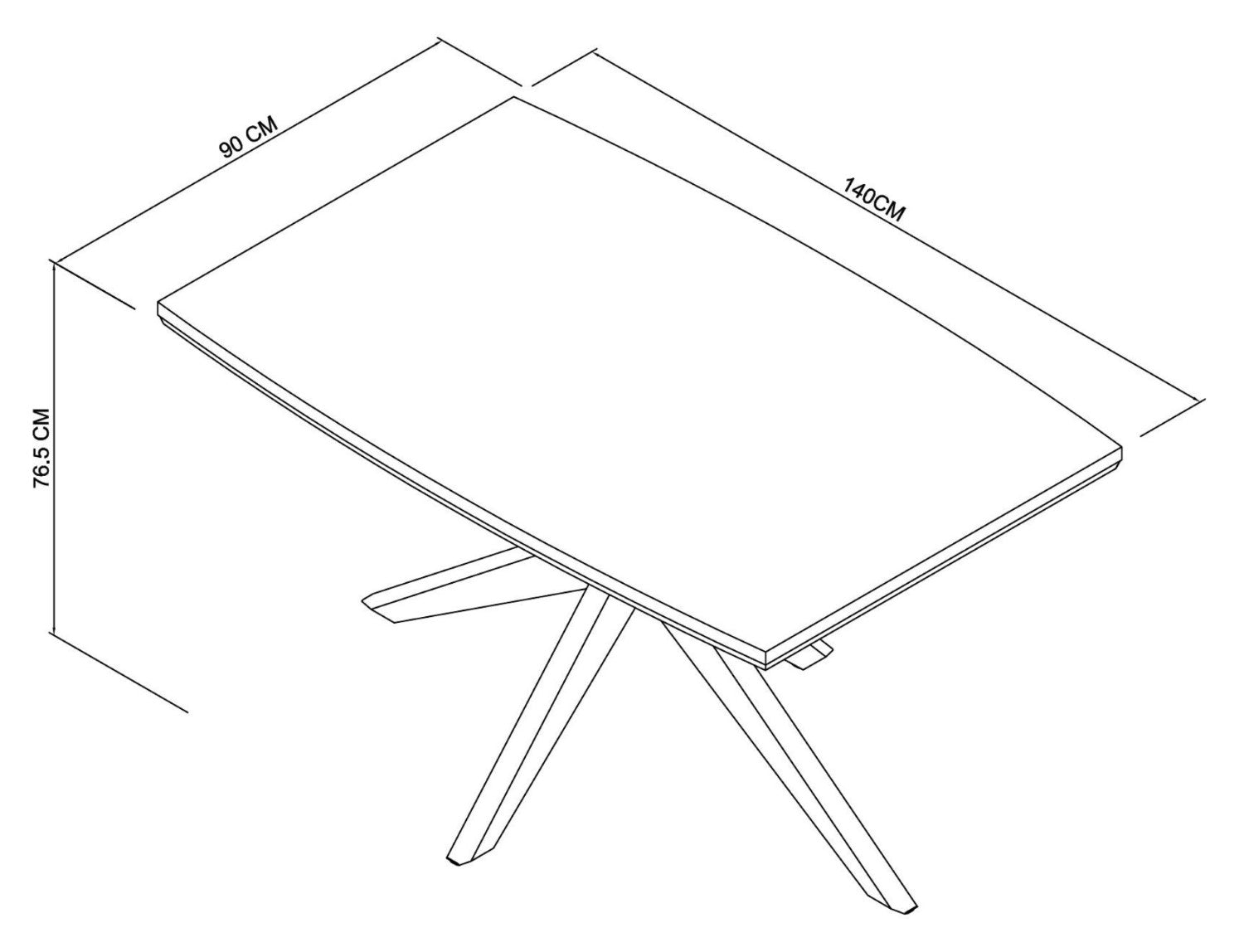 Light Weathered Oak 4 Seater Dining Table Cross Legs - Home Furniture Interiors