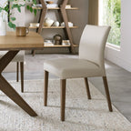 Ivory Leather Curved Dining Chair Light Weathered Oak Legs