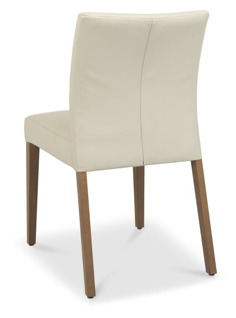 Ivory Leather Curved Dining Chair Light Weathered Oak Legs - Home Furniture Interiors