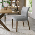 Grey Fabric Curved Dining Chair Light Weathered Oak Legs