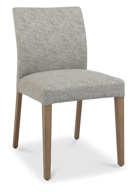 Grey Fabric Curved Dining Chair Light Weathered Oak Legs - Home Furniture Interiors