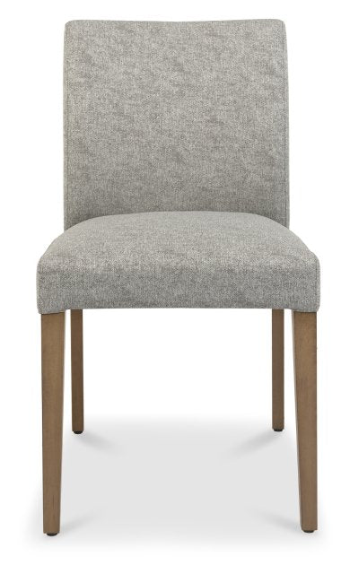 Grey Fabric Curved Dining Chair Light Weathered Oak Legs - Home Furniture Interiors