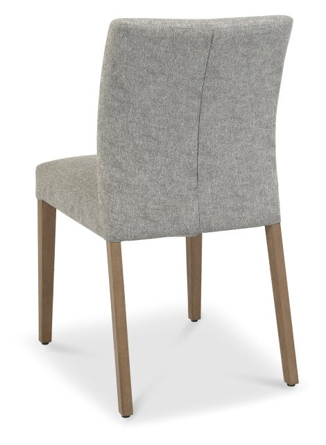 Grey Fabric Curved Dining Chair Light Weathered Oak Legs - Home Furniture Interiors