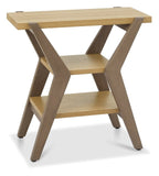 Dual Toned Oak Side Table with 2 Open Shelves - Home Furniture Interiors