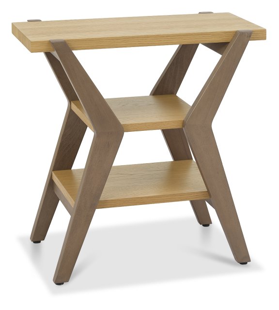 Dual Toned Oak Side Table with 2 Open Shelves - Home Furniture Interiors