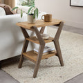 Dual Toned Oak Side Table with 2 Open Shelves