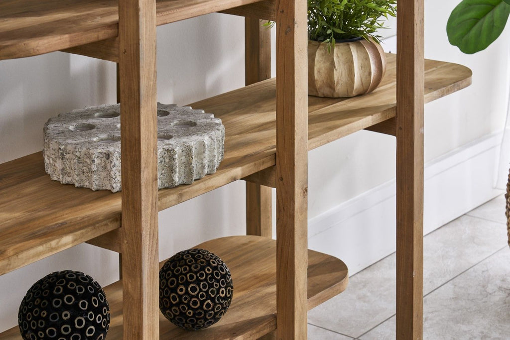 Modern Solid Wood Medium Bookcase with Sculpted Open Display Shelves