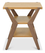 Light Weathered Oak Lamp Table with 2 Shelves - Home Furniture Interiors