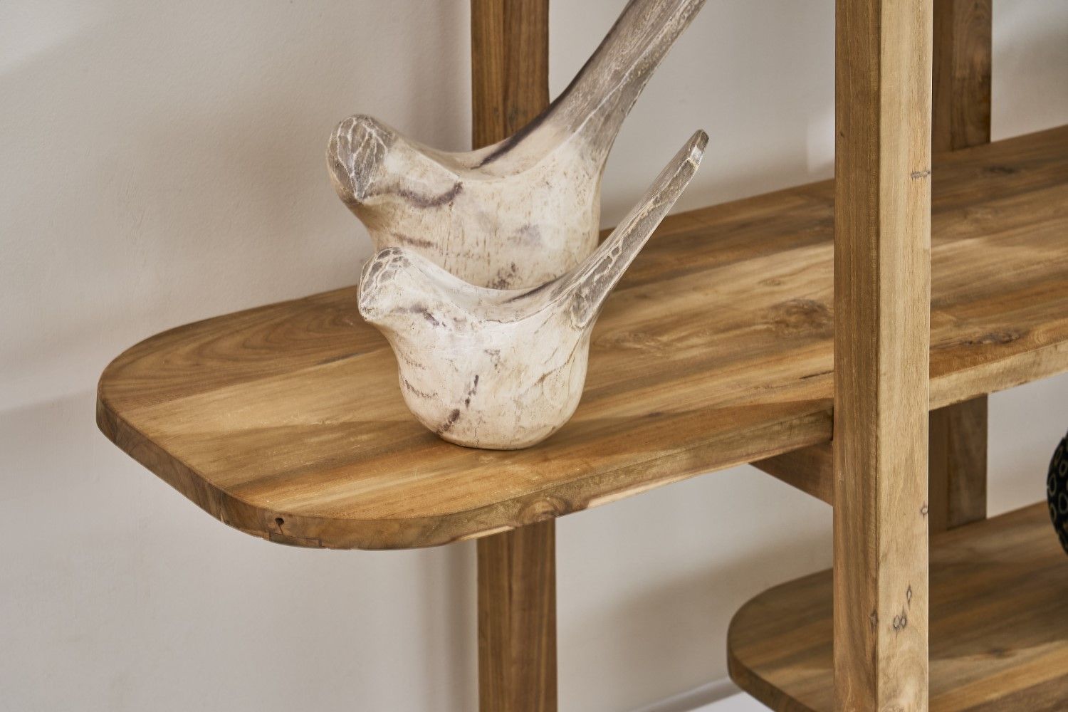 Modern Solid Wood Medium Bookcase with Sculpted Open Display Shelves