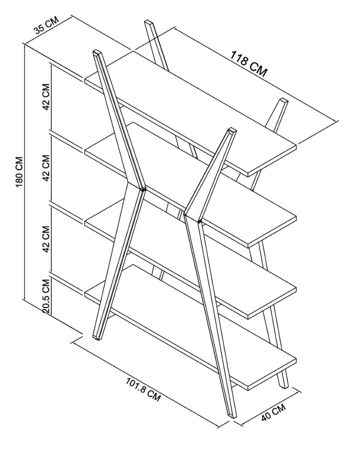 Light Weathered Oak Open Display Shelving Unit - Home Furniture Interiors