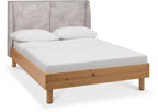 Pearl Velvet 150cm King Size Bed Frame Oak Finish - Home Furniture Interiors