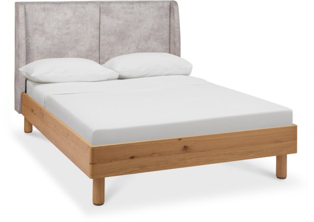 Pearl Velvet 150cm King Size Bed Frame Oak Finish - Home Furniture Interiors
