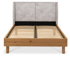 Pearl Velvet 150cm King Size Bed Frame Oak Finish - Home Furniture Interiors
