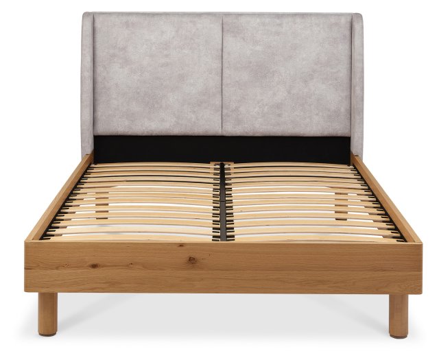 Pearl Velvet 150cm King Size Bed Frame Oak Finish - Home Furniture Interiors