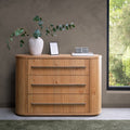 Weathered Oak Rustic Curved Chest of 3 Drawers