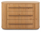 Weathered Oak Rustic Curved Chest of 3 Drawers - Home Furniture Interiors