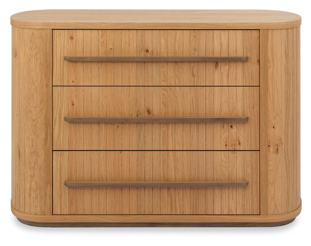 Weathered Oak Rustic Curved Chest of 3 Drawers - Home Furniture Interiors