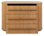 Weathered Oak Rustic Curved Chest of 3 Drawers - Home Furniture Interiors