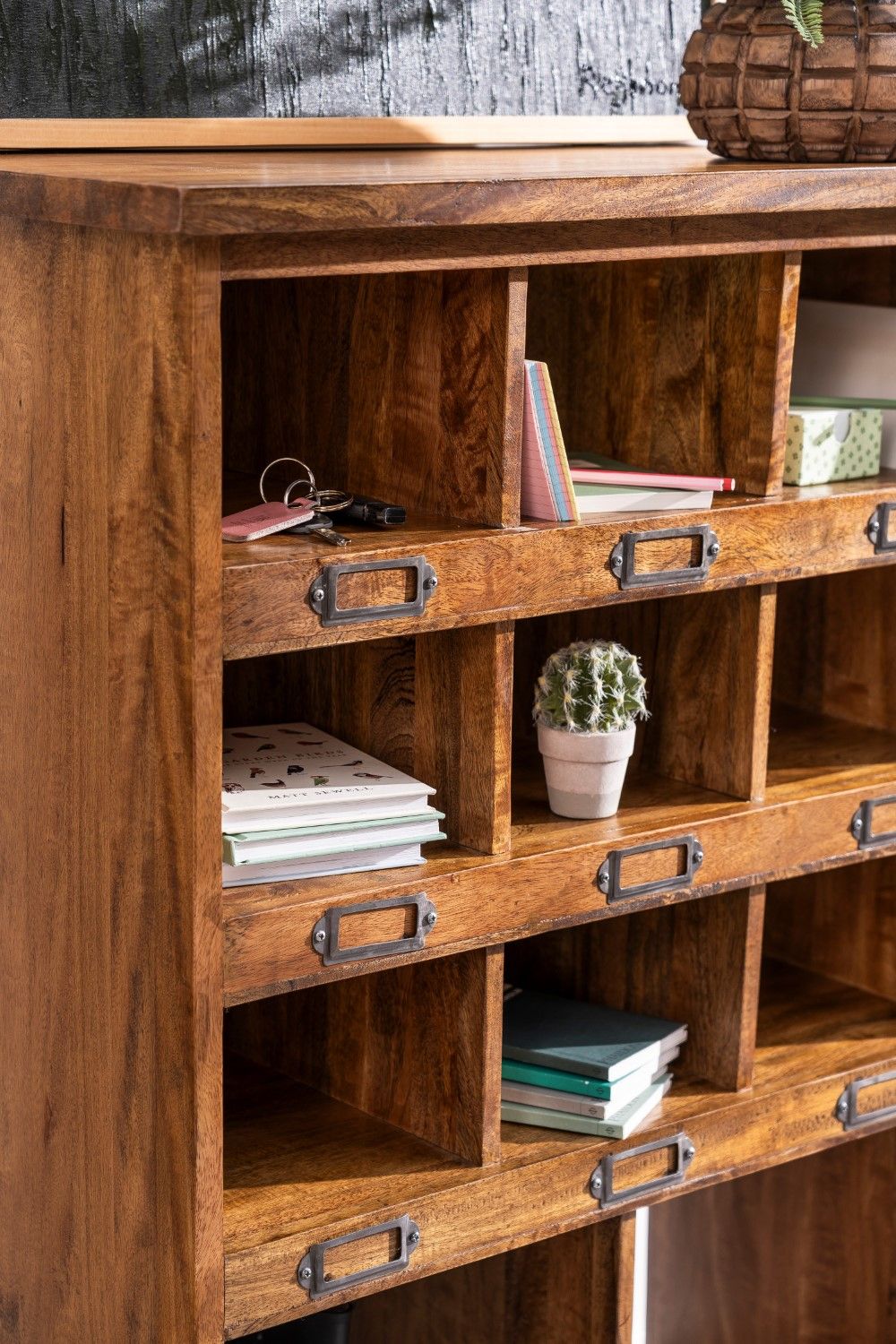Modern Solid Wood Shoe Cabinet with Multiple Open Storage